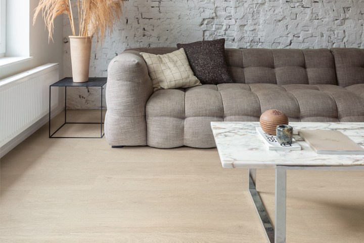 Bloom, Sea Breeze Oak Beige real wood floor from £47.99 per m2, Quick-Step, quick-step.co.uk